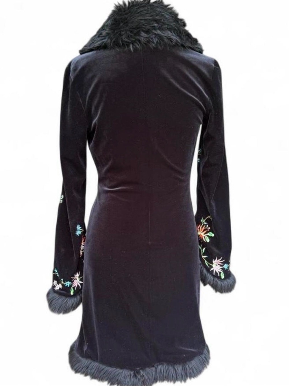 Betsey Johnson 1990s Vintage Black Velvet Duster Jacket - Picture 7 of 7